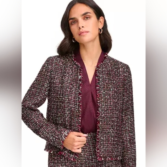 Calvin Klein Jackets & Blazers - Nwt Calvin Klein Tweed Fringe Trim Blazer Jacket
